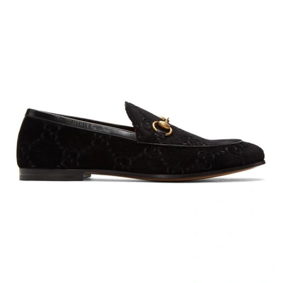 Shop Gucci Black Velvet Jordaan Gg Loafers In 1000 Black