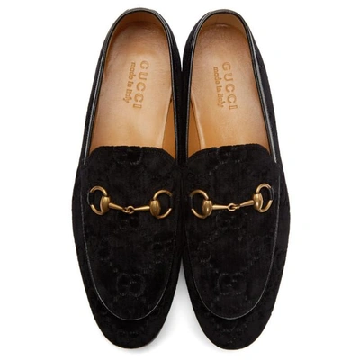 Shop Gucci Black Velvet Jordaan Gg Loafers In 1000 Black