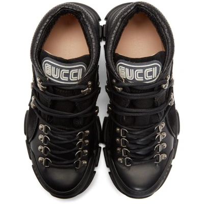 Shop Gucci Black Flashtrek High-top Sneakers In 1000 Nero