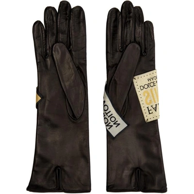 Shop Dolce & Gabbana Dolce And Gabbana Black Fashion Devotion Tag Gloves In 80999 Black