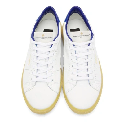 Shop Golden Goose White And Blue Tennis Sneakers In White-blue