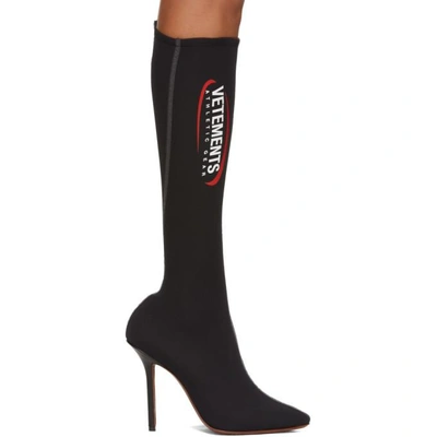 Vetements Athletic Printed Spandex Knee Sock Boots In Black | ModeSens