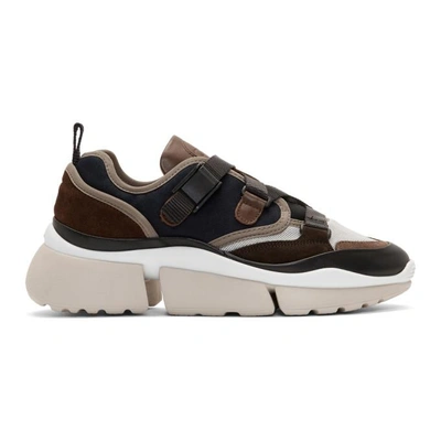 Shop Chloé Black & Brown Sonnie Sneakers In 43c Navyink