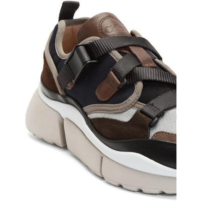 Shop Chloé Black & Brown Sonnie Sneakers In 43c Navyink