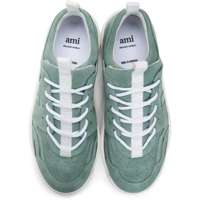 Shop Ami Alexandre Mattiussi Green Suede Running Sneakers In 316verdris