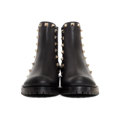 Shop Valentino Black  Garavani Rockstud Boots In 0no Black