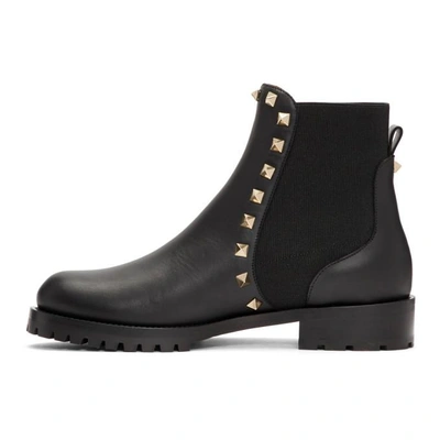 Shop Valentino Black  Garavani Rockstud Boots In 0no Black