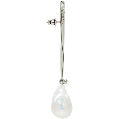 Shop Alexander Mcqueen Silver Stick Pearl Earrings In 1499 Pearl