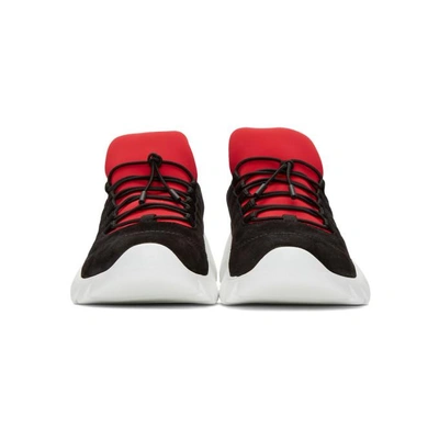Shop Fendi Black & Red Logo Tab Sneakers