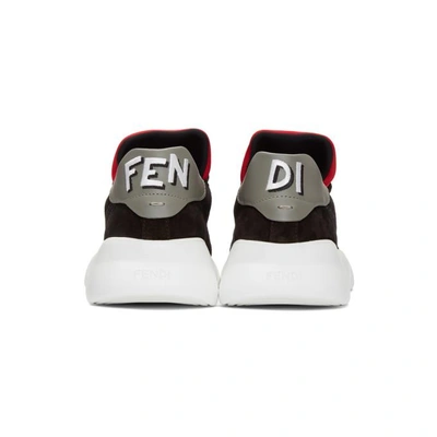 Shop Fendi Black & Red Logo Tab Sneakers