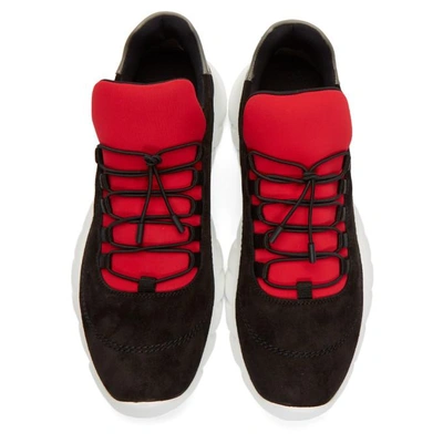 Shop Fendi Black & Red Logo Tab Sneakers