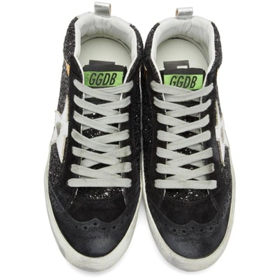 Shop Golden Goose Black Glitter Mid Star Sneakers