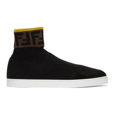 Shop Fendi Black Forever  Knit Sneakers In F13so.blk.y