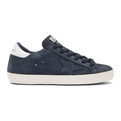 Shop Golden Goose Blue Superstar Sneakers