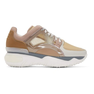 Shop Fendi Pink And Beige Translucent Vinyl Sneakers In F13tl.multi