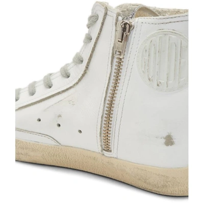 Shop Golden Goose White Francy Swarovski Thong High Top Sneakers