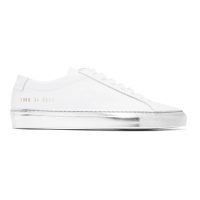 Shop Common Projects White & Silver Achilles Low Sneakers