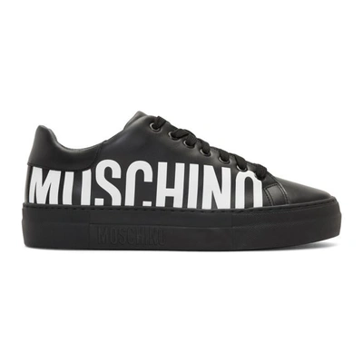 Shop Moschino Black Logo Sneakers In 000 Black