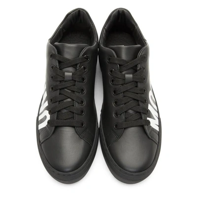 Shop Moschino Black Logo Sneakers In 000 Black