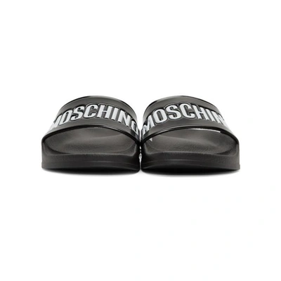 Shop Moschino Black Logo Pool Slides In 000 Black