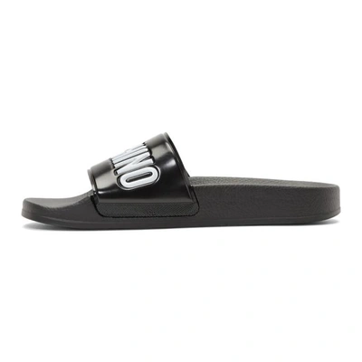 Shop Moschino Black Logo Pool Slides In 000 Black