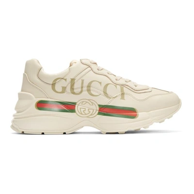 Shop Gucci White Vintage Logo Rhyton Sneakers