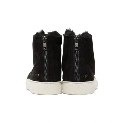 Shop Common Projects Woman By  Ssense Exclusive Black Shearling Tournament High-top Sneakers In 7547 Black