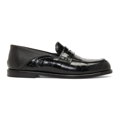 Shop Loewe Green And Brown Croc Loafers In 4118.dkgr