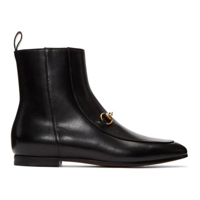 Horsebit Leather Ankle Boots in Black - Gucci