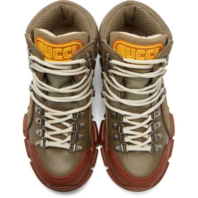 Shop Gucci Khaki And Red Flashtrek Boots In 2364 Ardesi