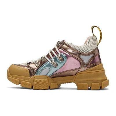 Shop Gucci Pink And Green Flashtrek Sneakers In 8267 Rame