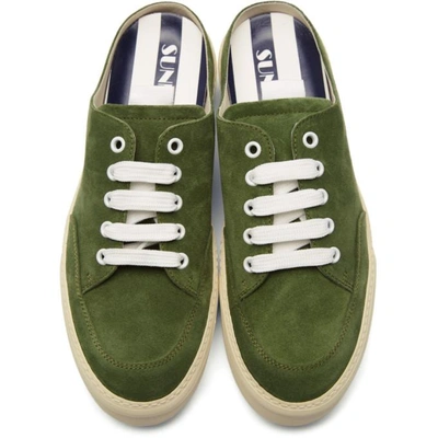 Shop Sunnei Green Suede Sabot Slip-on Sneakers