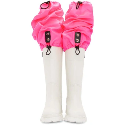 Shop Prada White & Pink Covered Tall Boots