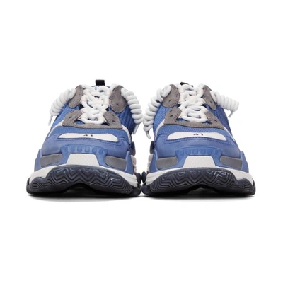 Shop Balenciaga Blue & Grey Triple S Sneakers