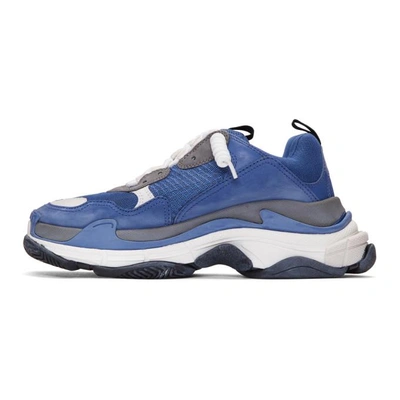 Shop Balenciaga Blue & Grey Triple S Sneakers