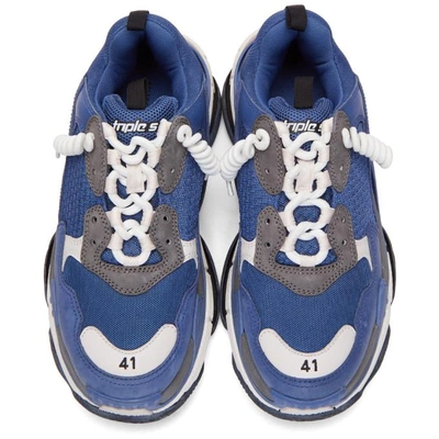 Shop Balenciaga Blue & Grey Triple S Sneakers