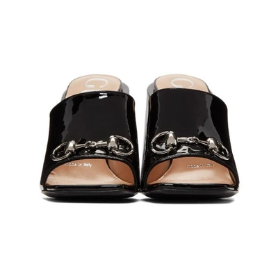 Shop Gucci Black Patent Lexi Horsebit Sandals In 1000 Nero