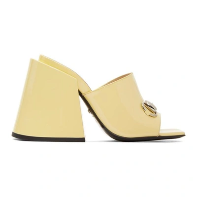 Shop Gucci Yellow Patent Lexi Horsebit Sandals In 9327 Burro