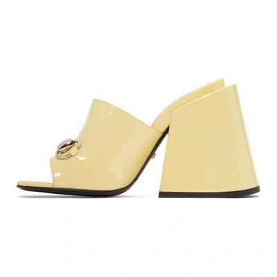 Shop Gucci Yellow Patent Lexi Horsebit Sandals In 9327 Burro