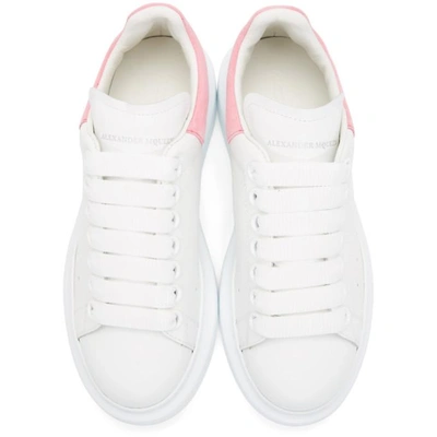 Shop Alexander Mcqueen White And Pink Oversized Sneakers In 9374 Flamin