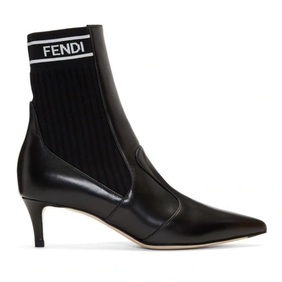 Shop Fendi Black Heeled Sock Boots
