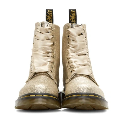 Shop Dr. Martens' Dr. Martens Gold Glitter 1460 Pascal Boots In Pale Gold