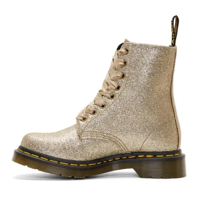 Shop Dr. Martens' Dr. Martens Gold Glitter 1460 Pascal Boots In Pale Gold