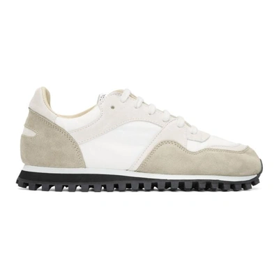 Shop Spalwart White And Taupe Suede Marathon Trail Low Wb Sneakers