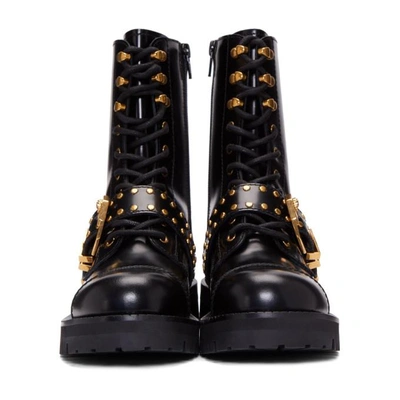 Shop Versace Black Tribute Combat Boots In K41t Black