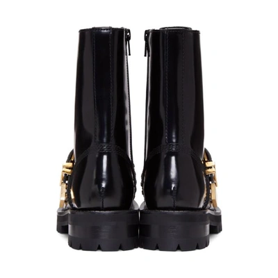 Shop Versace Black Tribute Combat Boots In K41t Black
