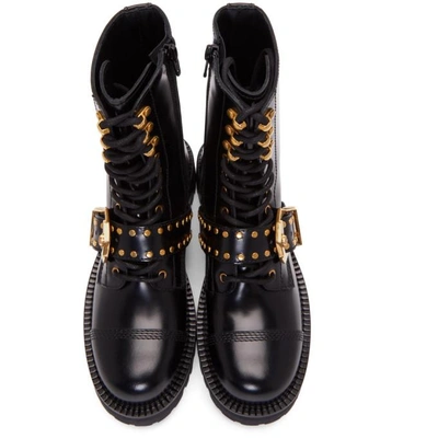 Shop Versace Black Tribute Combat Boots In K41t Black