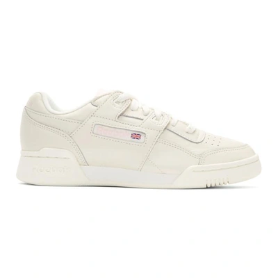 Shop Reebok Classics White And Pink Workout Plus Sneakers In Chalk/pink