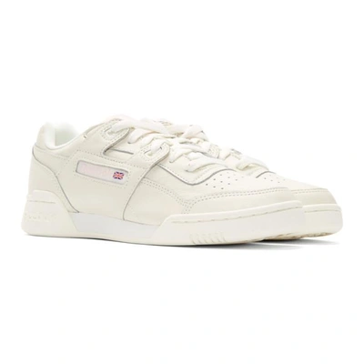 Shop Reebok Classics White And Pink Workout Plus Sneakers In Chalk/pink