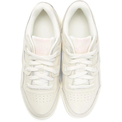 Shop Reebok Classics White And Pink Workout Plus Sneakers In Chalk/pink